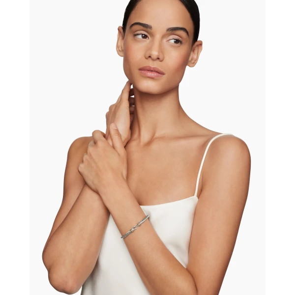 David Yurman Buckle Classic Cable Bracelet in Sterling Silver with 18K Rose Gold, 4mm, view 2