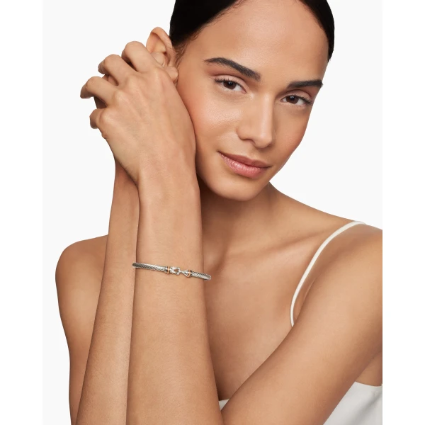 David Yurman Buckle Classic Cable Bracelet in Sterling Silver with 18K Rose Gold, 4mm, view 7