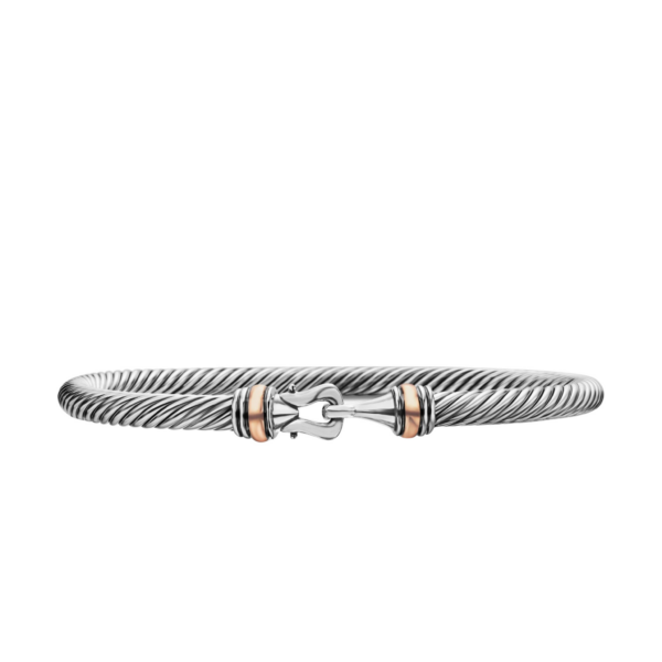 David Yurman Buckle Classic Cable Bracelet in Sterling Silver with 18K Rose Gold