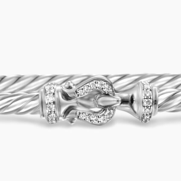 signature twisted-helix detail|David Yurman Buckle Classic Cable Bracelet in Sterling Silver with Diamonds
