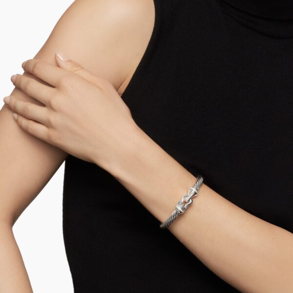 7mm in Blue – front view of authentic Cable Bracelets at Coveti|David Yurman Buckle Classic Cable Bracelet in Sterling Silver with Hampton Blue Topaz and Diamonds