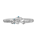 David Yurman Buckle Classic Cable Bracelet in Sterling Silver with Hampton Blue Topaz and Diamonds
