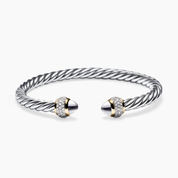 on-model styling shot|David Yurman Cable Bracelet in Sterling Silver with 18K Yellow Gold and Diamonds