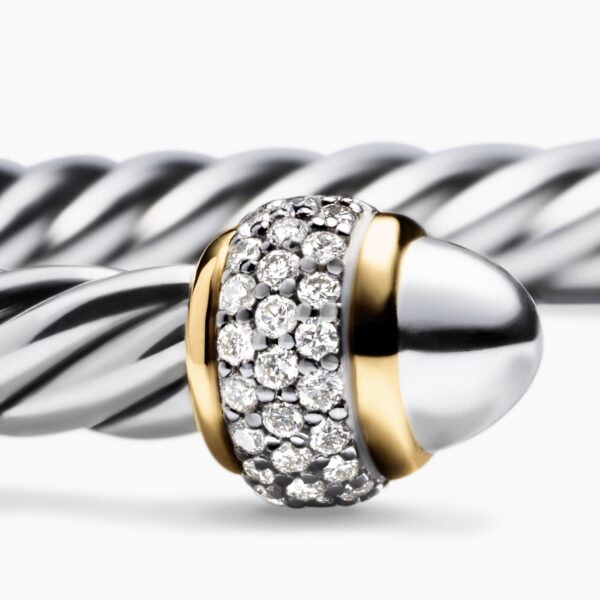 signature twisted-helix detail|David Yurman Cable Bracelet in Sterling Silver with 18K Yellow Gold and Diamonds