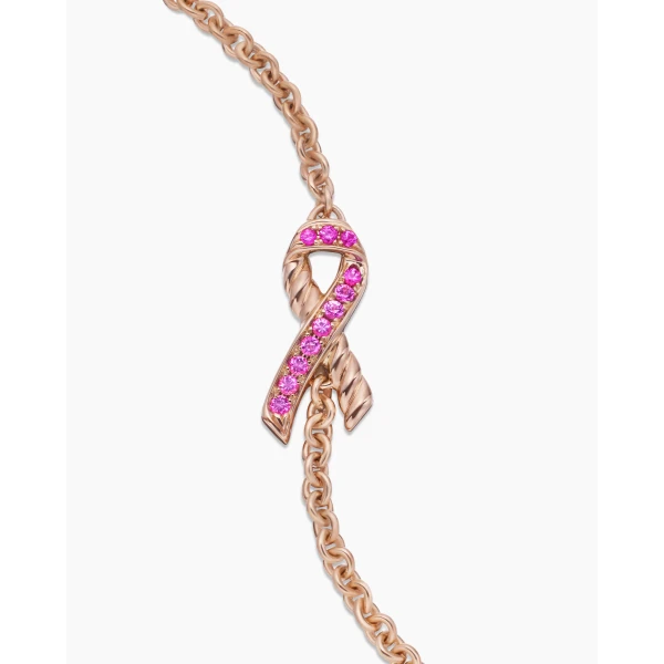 David Yurman Cable Collectibles® Ribbon Chain Bracelet in 18K Rose Gold with Pavé Pink Sapphires, 15mm, view 6