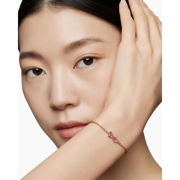 David Yurman Cable Collectibles® Ribbon Chain Bracelet in 18K Rose Gold with Pavé Pink Sapphires, 15mm, view 8