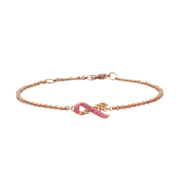 David Yurman Cable Collectibles® Ribbon Chain Bracelet in 18K Rose Gold with Pavé Pink Sapphires