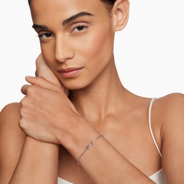1.5mm in Pink – front view of authentic Chain Bracelets at Coveti|David Yurman Cable Collectibles® Ribbon Chain Bracelet in Sterling Silver with Pavé Pink Sapphires