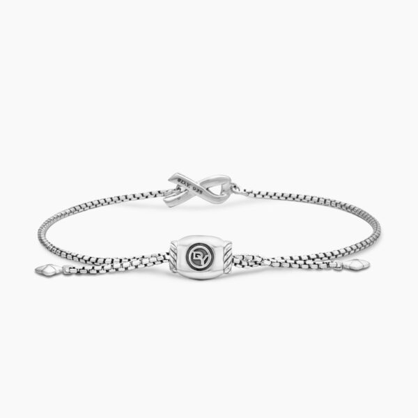 on-model styling shot|David Yurman Cable Collectibles® Ribbon Chain Bracelet in Sterling Silver with Pavé Pink Sapphires