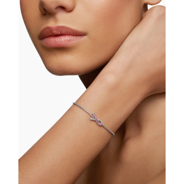 David Yurman Cable Collectibles® Ribbon Chain Bracelet in Sterling Silver with Pavé Pink Sapphires, 1.5mm, view 6