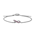 David Yurman Cable Collectibles® Ribbon Chain Bracelet in Sterling Silver with Pavé Pink Sapphires