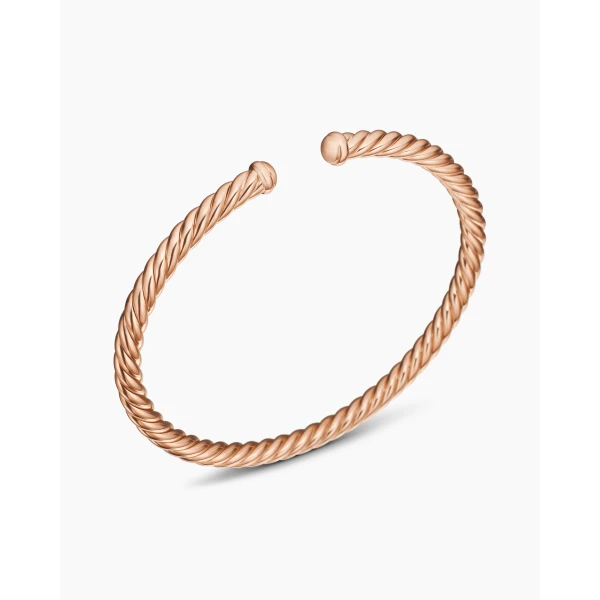 David Yurman Cable Flex® Bracelet in 18K Rose Gold, 4mm, view 3