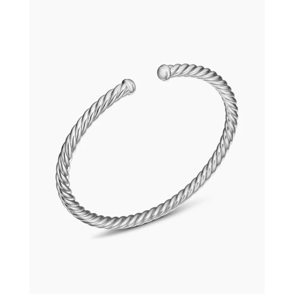 David Yurman Cable Flex® Bracelet in 18K White Gold, 4mm, view 3