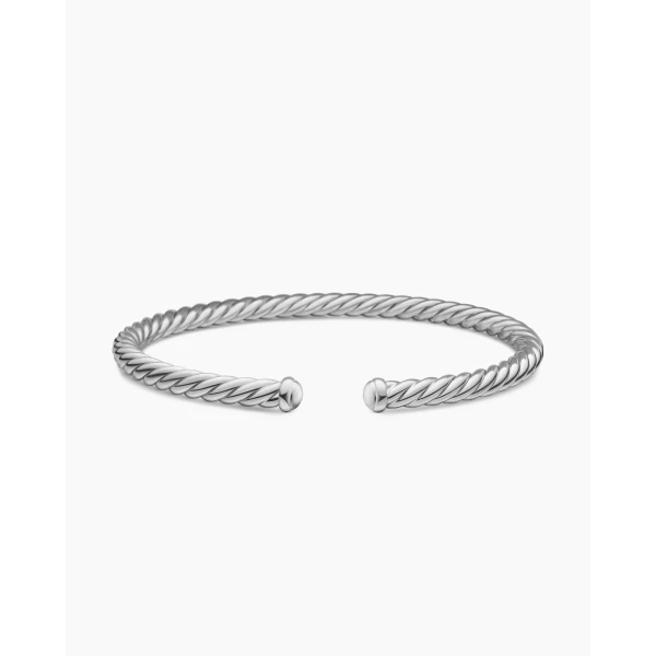 David Yurman Cable Flex® Bracelet in 18K White Gold, 4mm, view 4