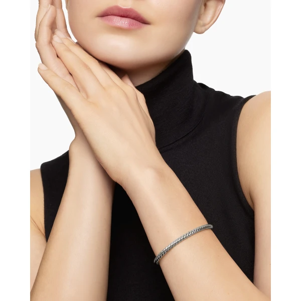 David Yurman Cable Flex® Bracelet in 18K White Gold, 4mm, view 7