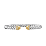David Yurman Cable Flex® Bracelet in Sterling Silver with 14K Yellow Gold Domes and Diamonds