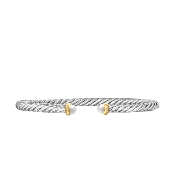 David Yurman Cable Flex® Bracelet in Sterling Silver with 14K Yellow Gold and Pearls