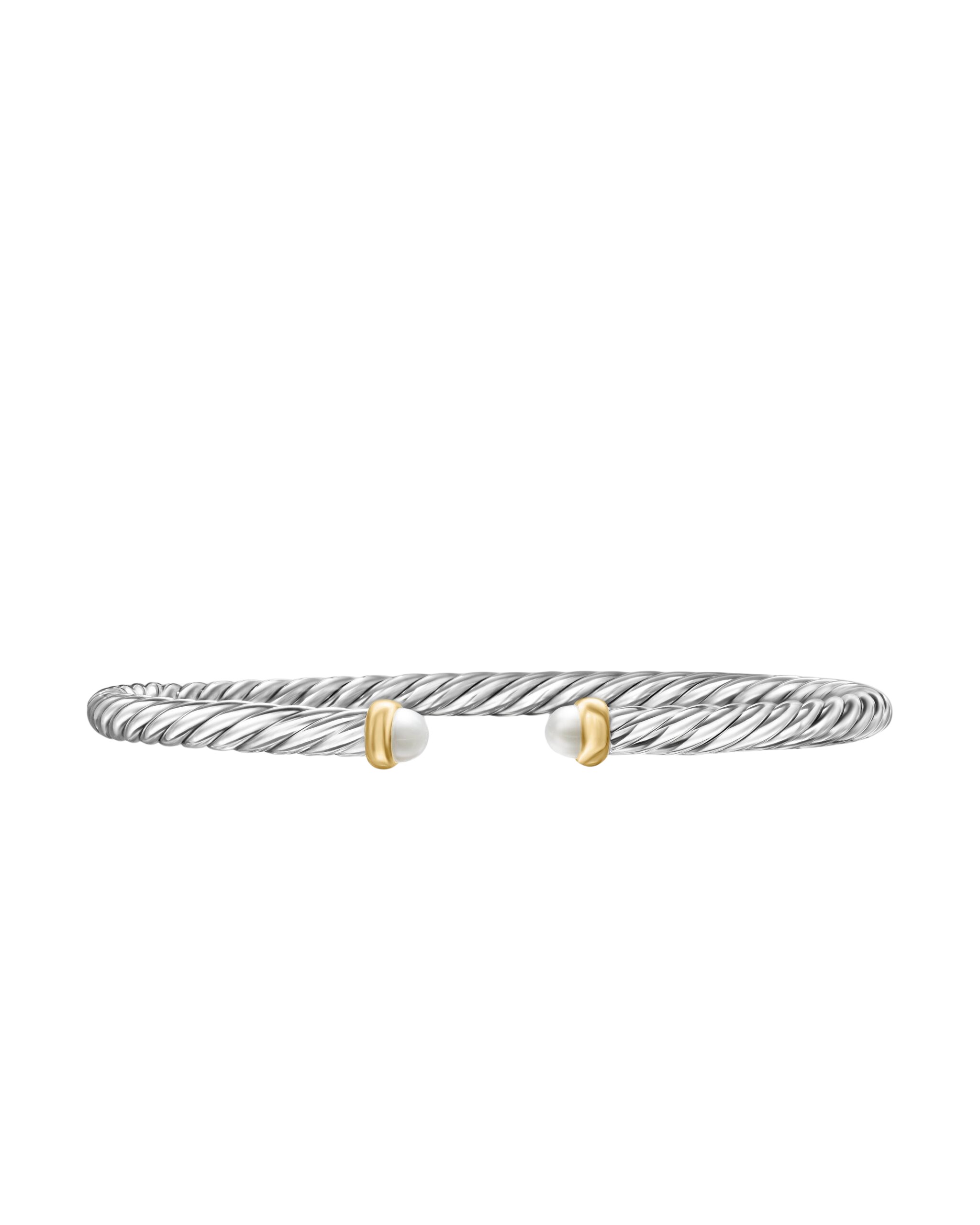 David Yurman Cable Flex® Bracelet in Sterling Silver with 14K Yellow Gold and Pearls