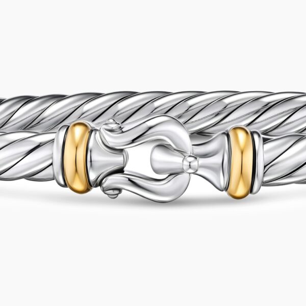 signature twisted-helix detail|David Yurman Cable Flex® Buckle Bracelet in Sterling Silver with 14K Yellow Gold