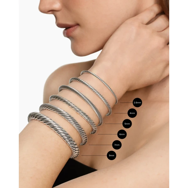 David Yurman Cable Flex® Buckle Bracelet in Sterling Silver with 14K Yellow Gold and Diamonds, 6mm, view 6