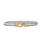David Yurman Cable Flex® Buckle Bracelet in Sterling Silver with 14K Yellow Gold and Diamonds