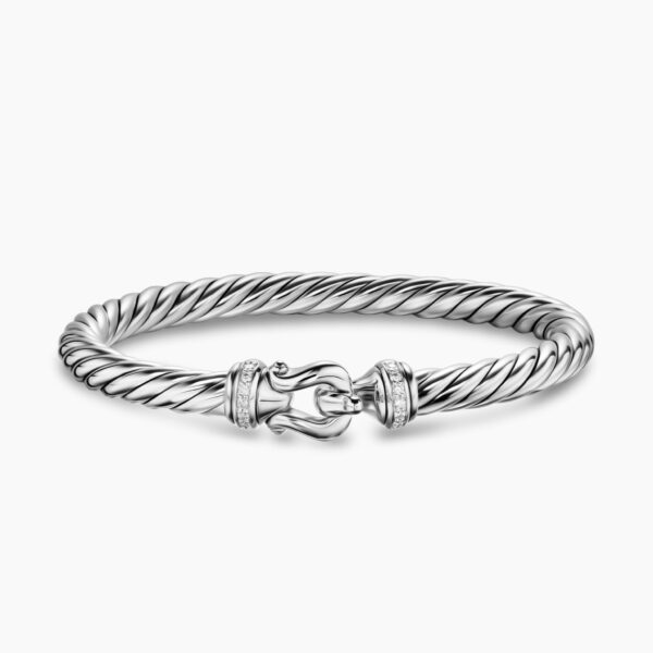 on-model styling shot|David Yurman Cable Flex® Buckle Bracelet in Sterling Silver with Diamonds