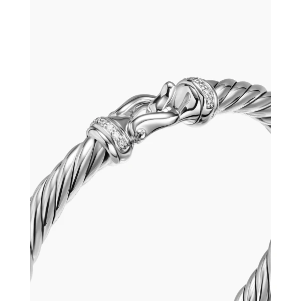 David Yurman Cable Flex® Buckle Bracelet in Sterling Silver with Diamonds, 6mm, view 5