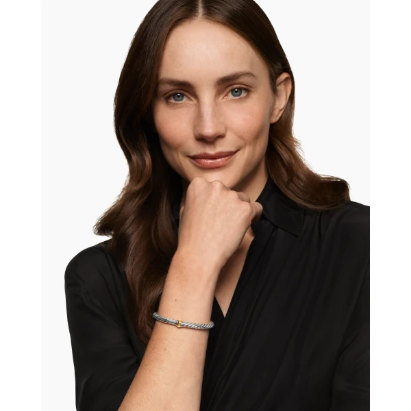 David Yurman Cable Flex® Center Station Bracelet in Sterling Silver with 14K Yellow Gold, 6mm, view 2