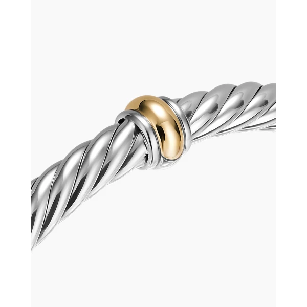 David Yurman Cable Flex® Center Station Bracelet in Sterling Silver with 14K Yellow Gold, 6mm, view 5