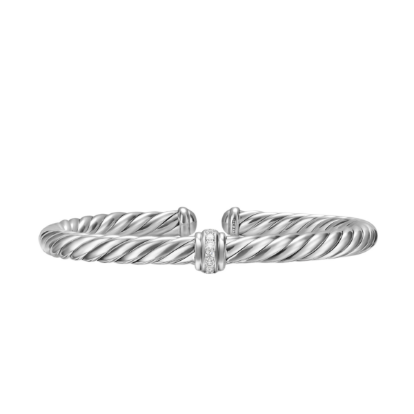 David Yurman Cable Flex® Center Station Bracelet in Sterling Silver with Diamonds
