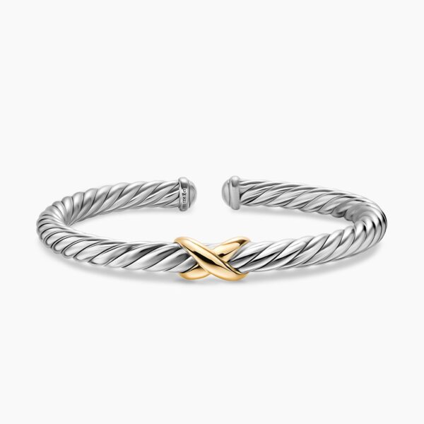 on-model styling shot|David Yurman Cable Flex® X Bracelet in Sterling Silver with 14K Yellow Gold