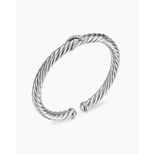 David Yurman Cable Flex® X Bracelet in Sterling Silver with Diamonds, 6mm, view 3