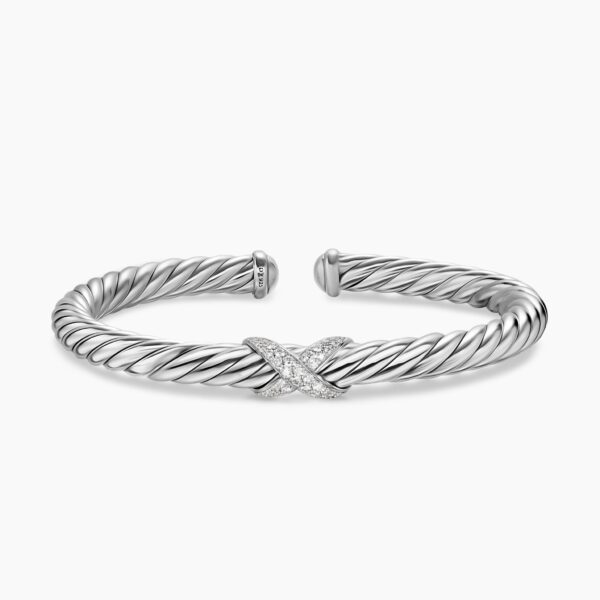 on-model styling shot|David Yurman Cable Flex® X Bracelet in Sterling Silver with Diamonds