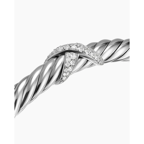 David Yurman Cable Flex® X Bracelet in Sterling Silver with Diamonds, 6mm, view 5