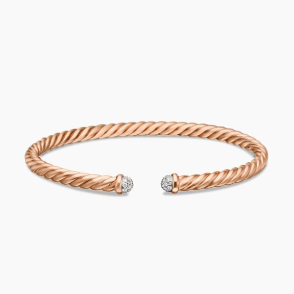 on-model styling shot|David Yurman Cablespira® Flex Bracelet in 18K Rose Gold with Diamonds