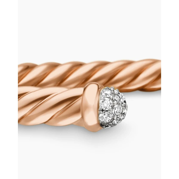 David Yurman Cablespira® Flex Bracelet in 18K Rose Gold with Diamonds, 4mm, view 6