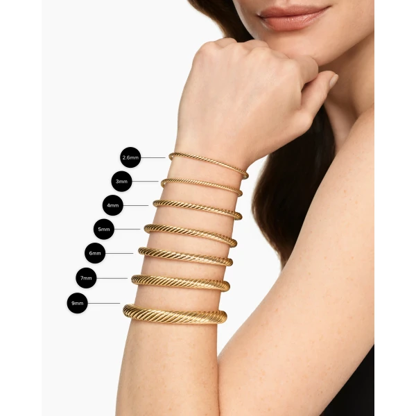 David Yurman Cablespira® Flex Bracelet in 18K Rose Gold with Diamonds, 4mm, view 8