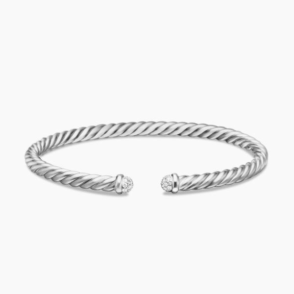on-model styling shot|David Yurman Cablespira® Flex Bracelet in 18K White Gold with Diamonds