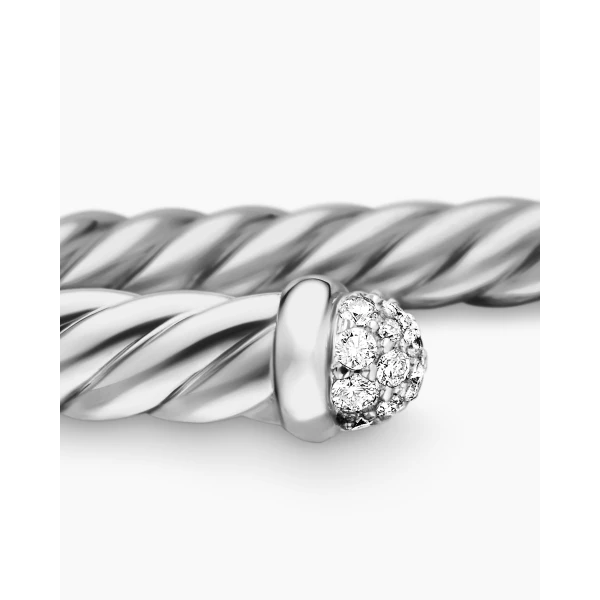 David Yurman Cablespira® Flex Bracelet in 18K White Gold with Diamonds, 4mm, view 6