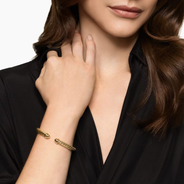 6mm in Gold – front view of authentic Cable Bracelets at Coveti|David Yurman Cablespira® Flex Bracelet in 18K Yellow Gold