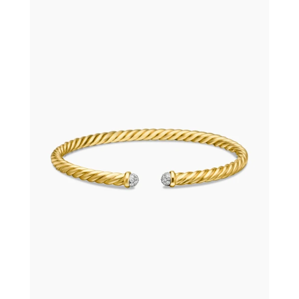 David Yurman Cablespira® Flex Bracelet in 18K Yellow Gold with Diamonds, 4mm, view 4