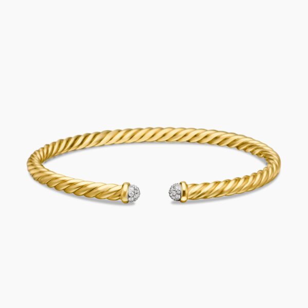 on-model styling shot|David Yurman Cablespira® Flex Bracelet in 18K Yellow Gold with Diamonds
