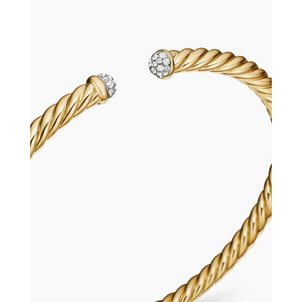 David Yurman Cablespira® Flex Bracelet in 18K Yellow Gold with Diamonds, 4mm, view 5