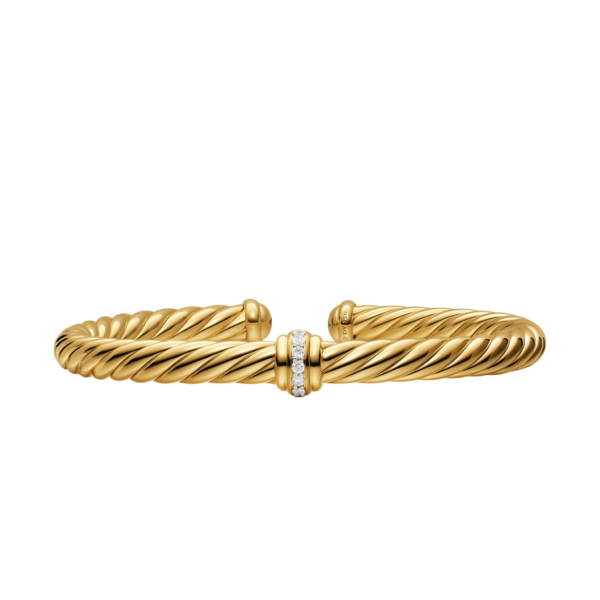David Yurman Cablespira® Flex Center Station Bracelet in 18K Yellow Gold with Diamonds