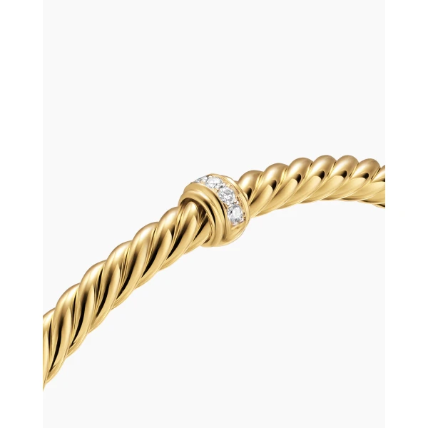 David Yurman Cablespira® Flex Station Bracelet in 18K Yellow Gold with Diamonds, 4mm, view 5