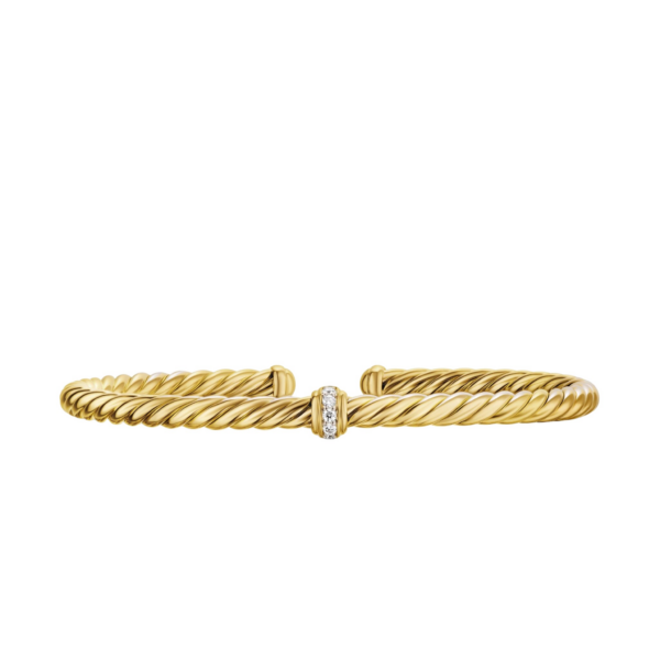 David Yurman Cablespira® Flex Station Bracelet in 18K Yellow Gold with Diamonds