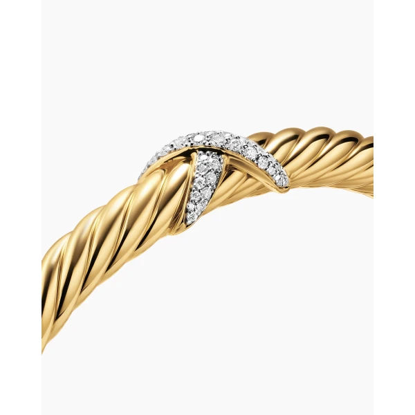David Yurman Cablespira® Flex X Bracelet in 18K Yellow Gold with Diamonds, 6mm, view 4