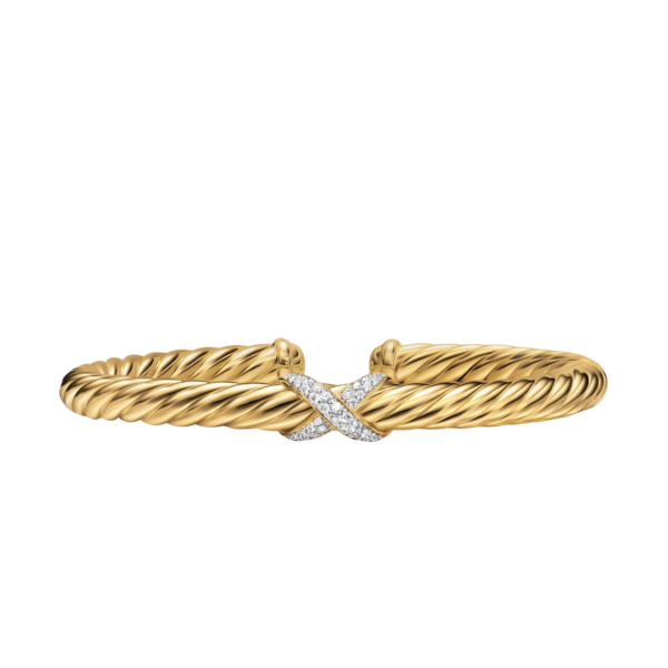 David Yurman Cablespira® Flex X Bracelet in 18K Yellow Gold with Diamonds