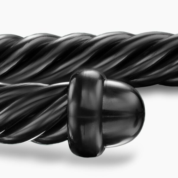 signature twisted-helix detail|David Yurman Classic Cable Bracelet in Black Aluminum