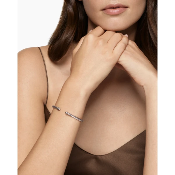David Yurman Classic Cable Bracelet in Sand Aluminum, 4mm, view 2